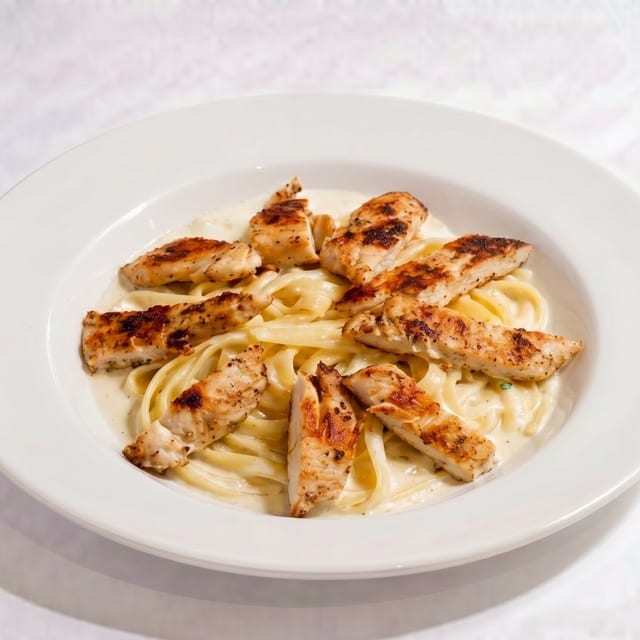 Fettuccine Alfredo with Grilled Chicken Lunch.