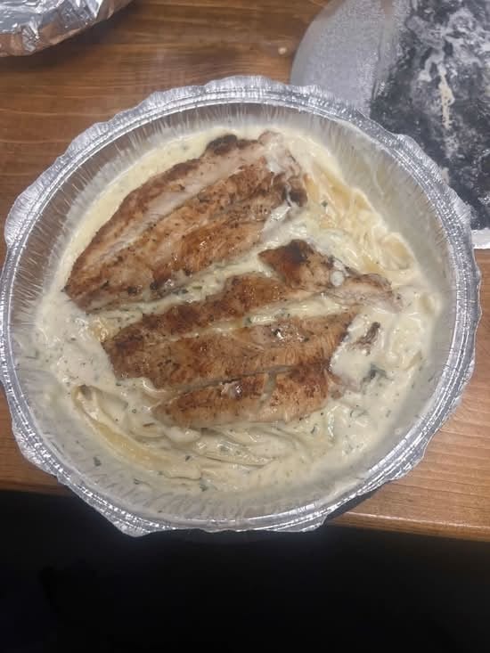 Fettuccine Alfredo Grilled Chicken.