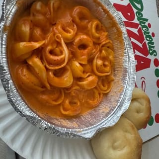 Tortellini Alla Panna with Breaded Chicken Lunch